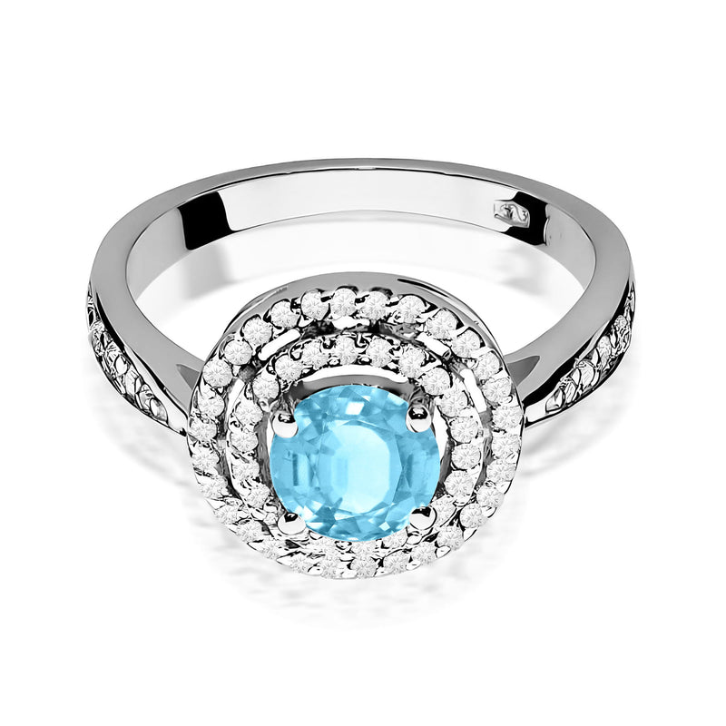 Inel Aur 9K cu Topaz Swiss 0.80 ct si Diamante Naturale 0.37 ct, imaginea 6 din 8