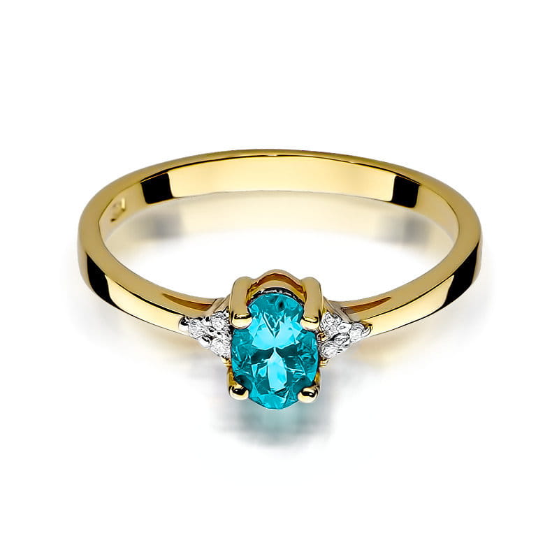 Inel Aur 9K cu Topaz Swiss 0.50 ct si Diamante Naturale 0.05 ct, imaginea 2 din 7