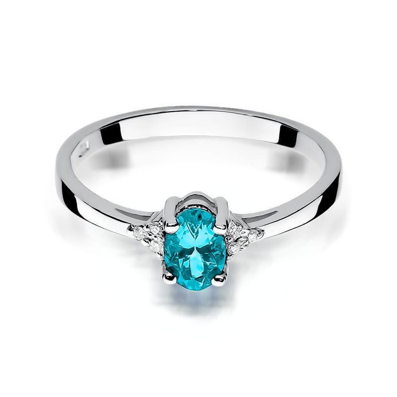 Inel Aur 9K cu Topaz Swiss 0.50 ct si Diamante Naturale 0.05 ct, imaginea 6 din 7