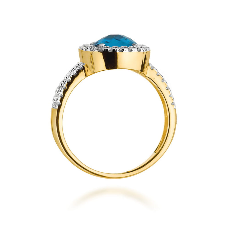 Inel Aur 9K cu Topaz Swiss 3.00 ct si Diamante Naturale 0.32 ct, imaginea 3 din 8