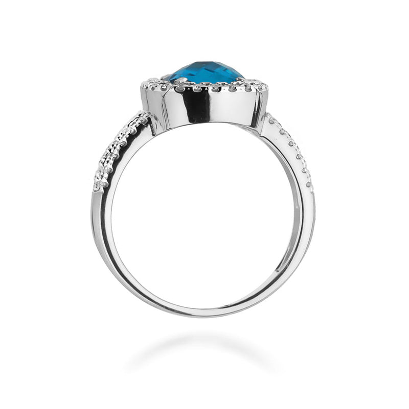 Inel Aur 9K cu Topaz Swiss 3.00 ct si Diamante Naturale 0.32 ct, imaginea 7 din 8