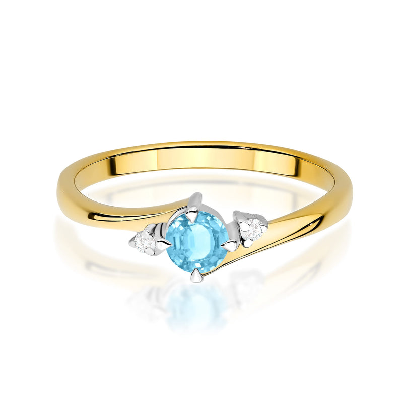 Inel Aur 9K cu Topaz Swiss 0.25 ct si Diamante Naturale 0.03 ct, imaginea 2 din 8