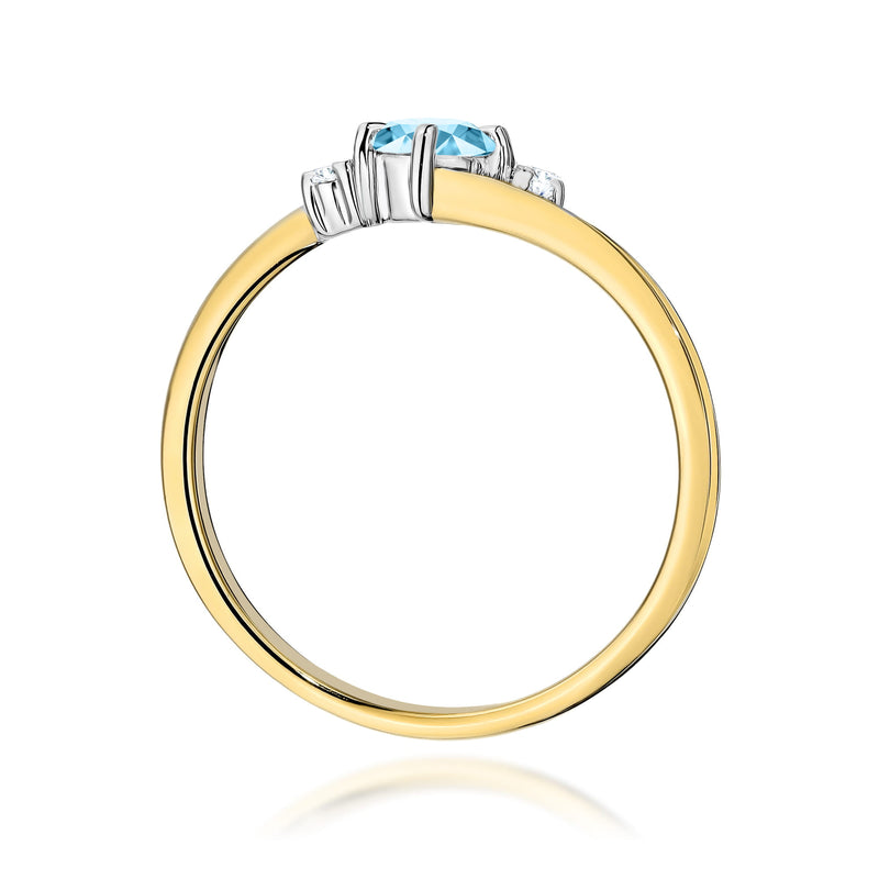 Inel Aur 9K cu Topaz Swiss 0.25 ct si Diamante Naturale 0.03 ct, imaginea 3 din 8