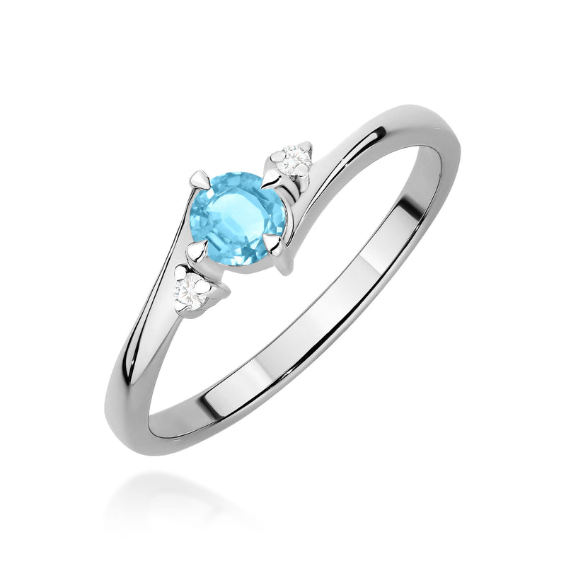 Inel Aur 9K cu Topaz Swiss 0.25 ct si Diamante Naturale 0.03 ct, imaginea 5 din 8