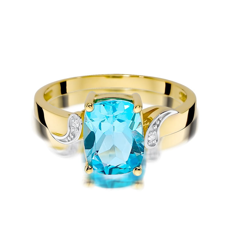 Inel Aur 9K cu Topaz Swiss 2.40 ct si Diamante Naturale 0.01 ct, imaginea 2 din 9