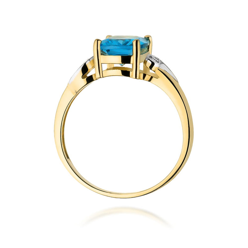 Inel Aur 9K cu Topaz Swiss 2.40 ct si Diamante Naturale 0.01 ct, imaginea 3 din 9