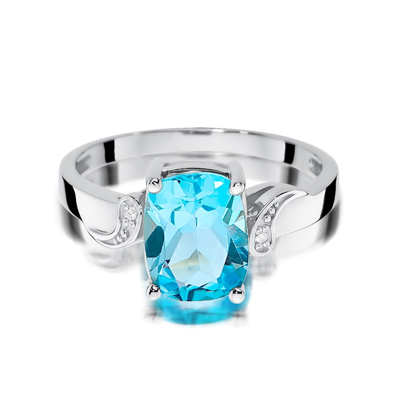 Inel Aur 9K cu Topaz Swiss 2.40 ct si Diamante Naturale 0.01 ct, imaginea 7 din 9