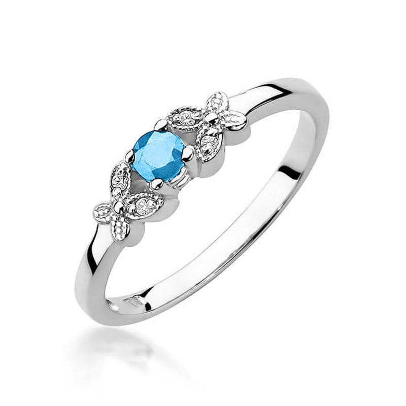 Inel Aur 9K cu Topaz Swiss 0.15 ct si Diamante Naturale 0.02 ct, imaginea 5 din 8