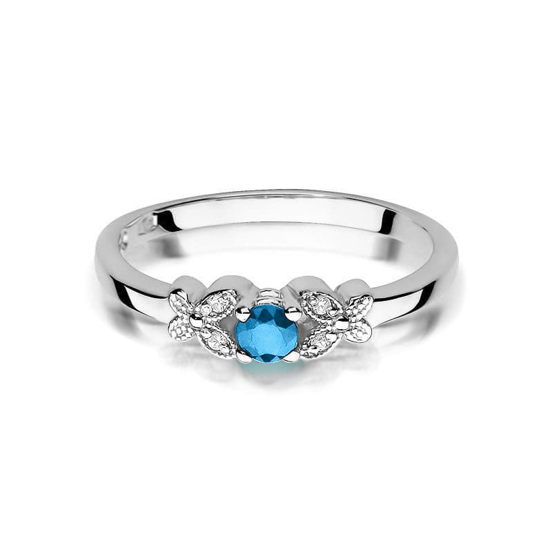 Inel Aur 9K cu Topaz Swiss 0.15 ct si Diamante Naturale 0.02 ct, imaginea 6 din 8