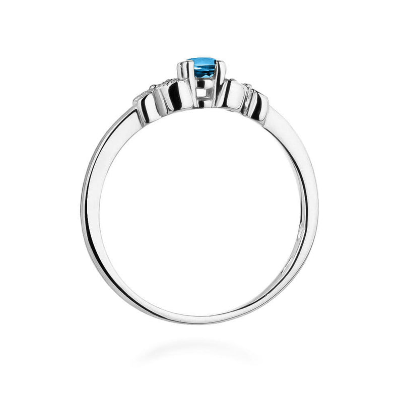 Inel Aur 9K cu Topaz Swiss 0.15 ct si Diamante Naturale 0.02 ct, imaginea 7 din 8