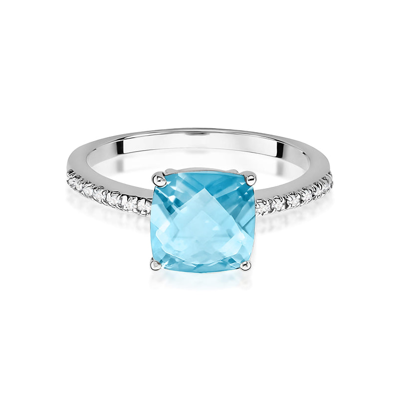 Inel Aur 9K cu Topaz Swiss 2.00 ct si Diamante Naturale 0.07 ct, imaginea 6 din 8
