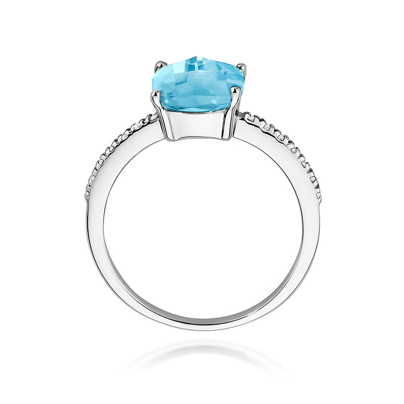 Inel Aur 9K cu Topaz Swiss 2.00 ct si Diamante Naturale 0.07 ct, imaginea 7 din 8