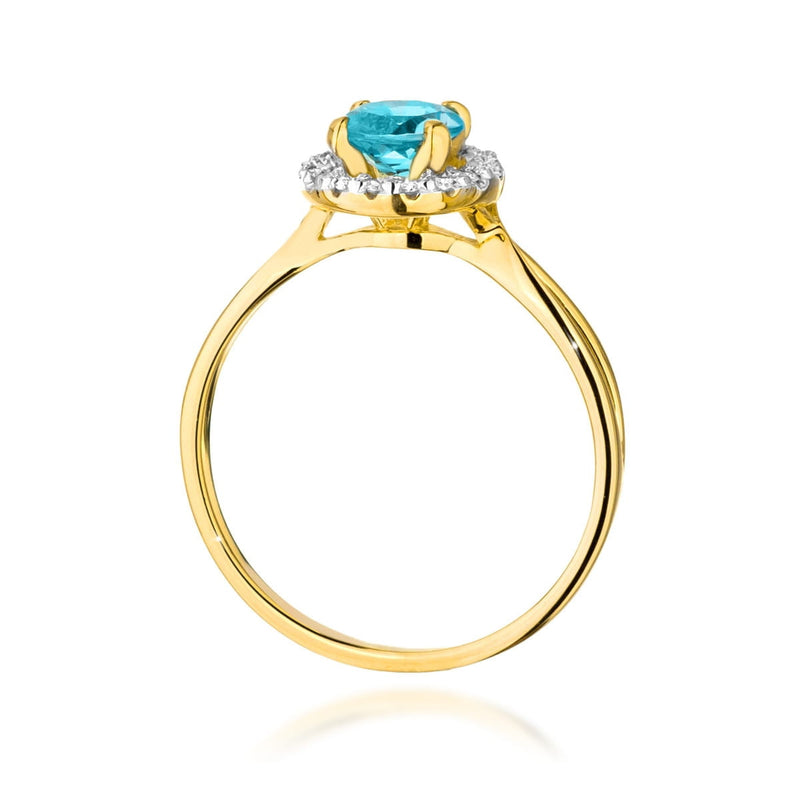 Inel Aur 9K cu Topaz Swiss 0.80 ct si Diamante Naturale 0.08 ct, imaginea 3 din 8