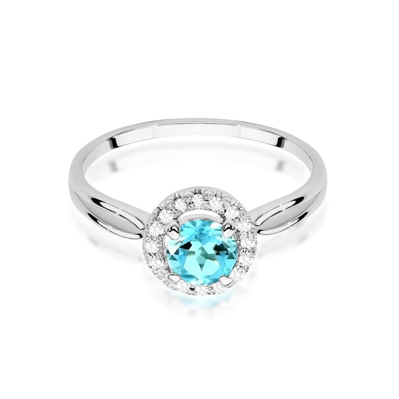 Inel Aur 9K cu Topaz Swiss 0.80 ct si Diamante Naturale 0.08 ct, imaginea 6 din 8
