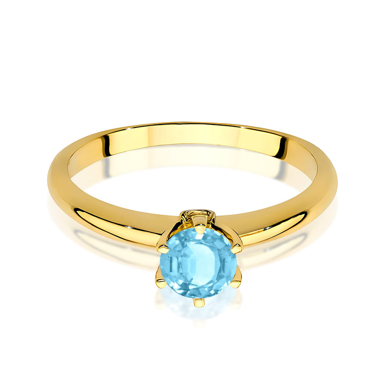 Inel Aur 9K cu Topaz Swiss 0.50 ct si Diamante Naturale 0.04 ct, imaginea 2 din 8