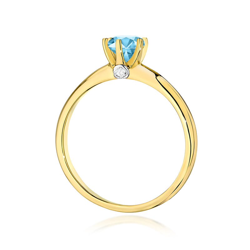 Inel Aur 9K cu Topaz Swiss 0.50 ct si Diamante Naturale 0.04 ct, imaginea 3 din 8