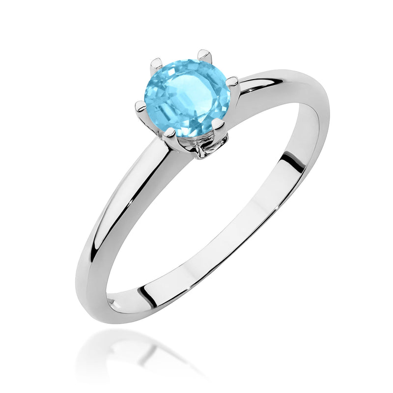 Inel Aur 9K cu Topaz Swiss 0.50 ct si Diamante Naturale 0.04 ct, imaginea 5 din 8