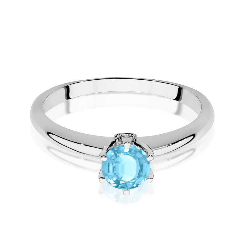 Inel Aur 9K cu Topaz Swiss 0.50 ct si Diamante Naturale 0.04 ct, imaginea 6 din 8