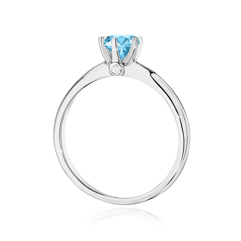 Inel Aur 9K cu Topaz Swiss 0.50 ct si Diamante Naturale 0.04 ct, imaginea 7 din 8