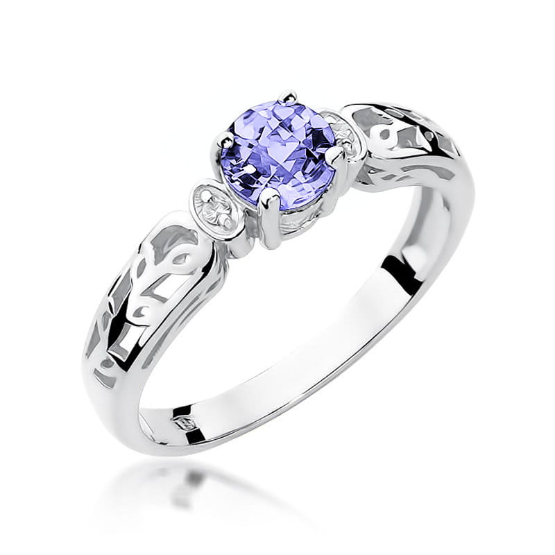 Inel Aur 9K cu Tanzanit 0.50 ct si Diamante Naturale 0.02 ct, imaginea 5 din 8