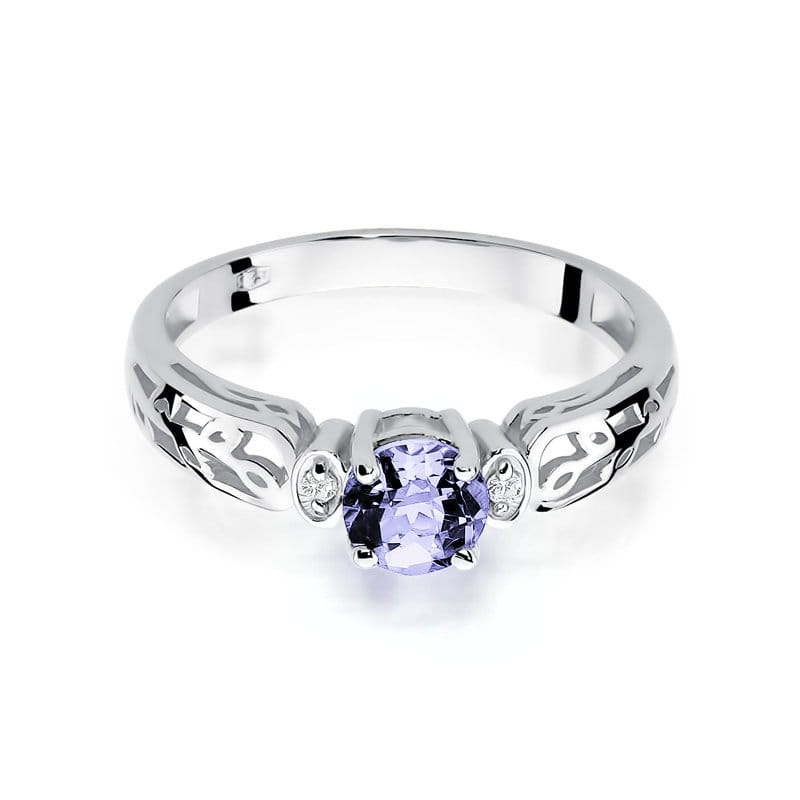 Inel Aur 9K cu Tanzanit 0.50 ct si Diamante Naturale 0.02 ct, imaginea 6 din 8