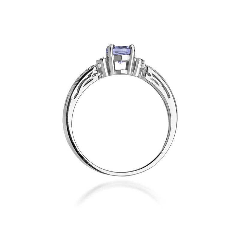 Inel Aur 9K cu Tanzanit 0.50 ct si Diamante Naturale 0.02 ct, imaginea 7 din 8