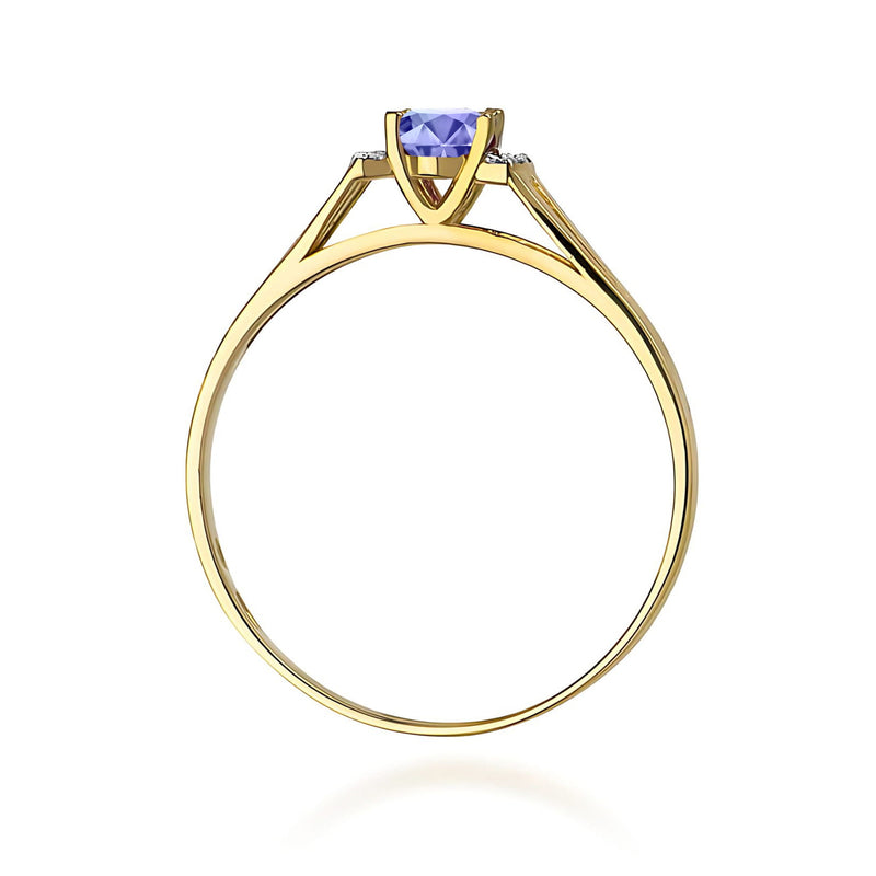 Inel Aur 9K cu Tanzanit 0.40 ct si Diamante Naturale 0.05 ct, imaginea 3 din 8