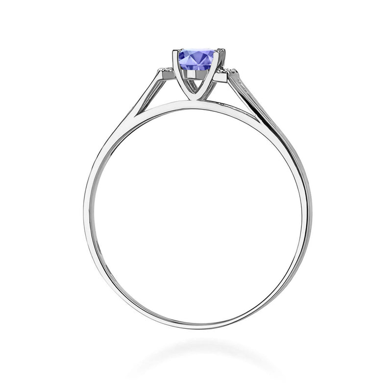 Inel Aur 9K cu Tanzanit 0.40 ct si Diamante Naturale 0.05 ct, imaginea 7 din 8