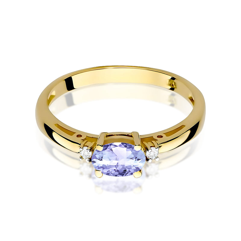 Inel Aur 9K cu Tanzanit 0.40 ct si Diamante Naturale 0.03 ct, imaginea 2 din 8