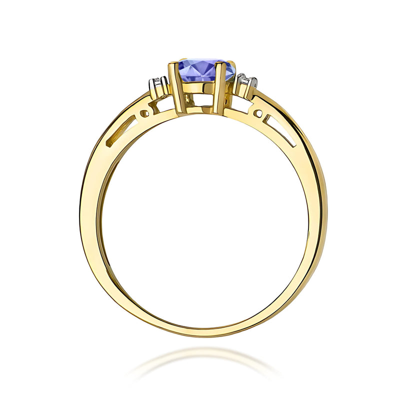 Inel Aur 9K cu Tanzanit 0.40 ct si Diamante Naturale 0.03 ct, imaginea 3 din 8