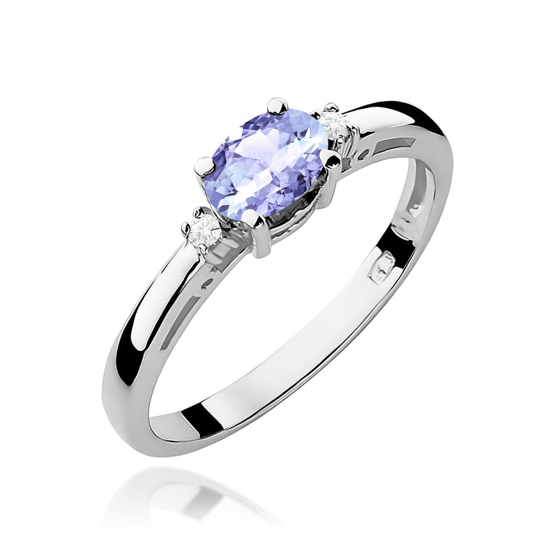 Inel Aur 9K cu Tanzanit 0.40 ct si Diamante Naturale 0.03 ct, imaginea 5 din 8