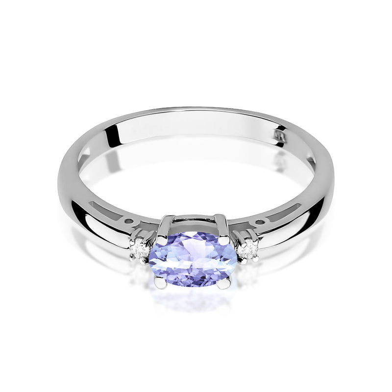 Inel Aur 9K cu Tanzanit 0.40 ct si Diamante Naturale 0.03 ct, imaginea 6 din 8