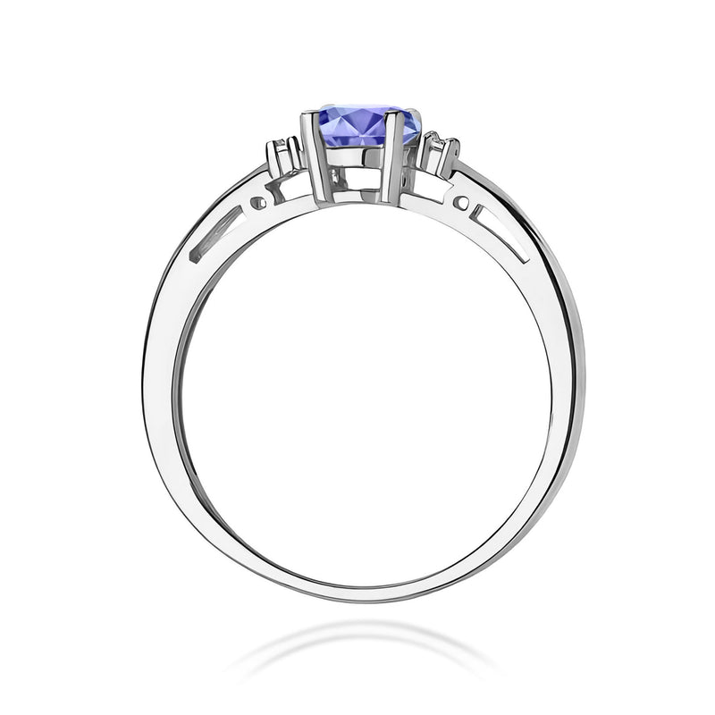 Inel Aur 9K cu Tanzanit 0.40 ct si Diamante Naturale 0.03 ct, imaginea 7 din 8