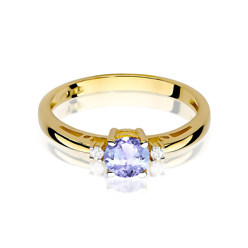 Inel Aur 9K cu Tanzanit 0.50 ct si Diamante Naturale 0.03 ct, imaginea 2 din 8