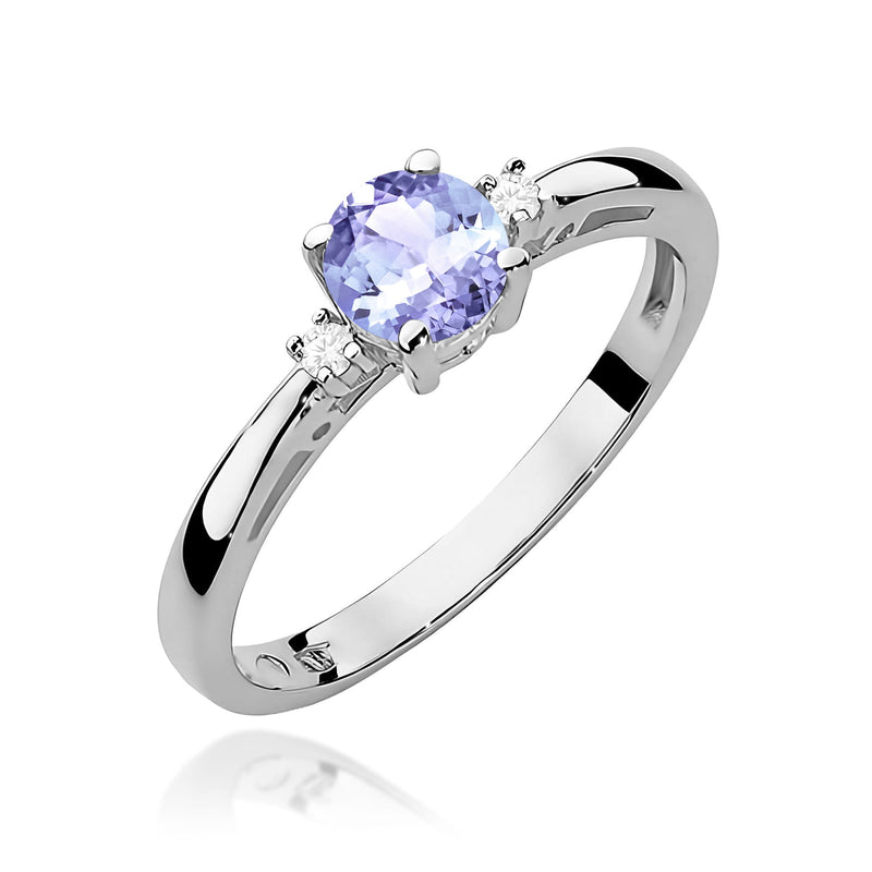 Inel Aur 9K cu Tanzanit 0.50 ct si Diamante Naturale 0.03 ct, imaginea 5 din 8