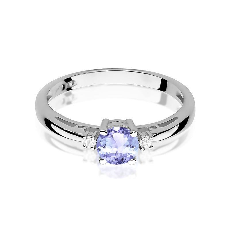 Inel Aur 9K cu Tanzanit 0.50 ct si Diamante Naturale 0.03 ct, imaginea 6 din 8