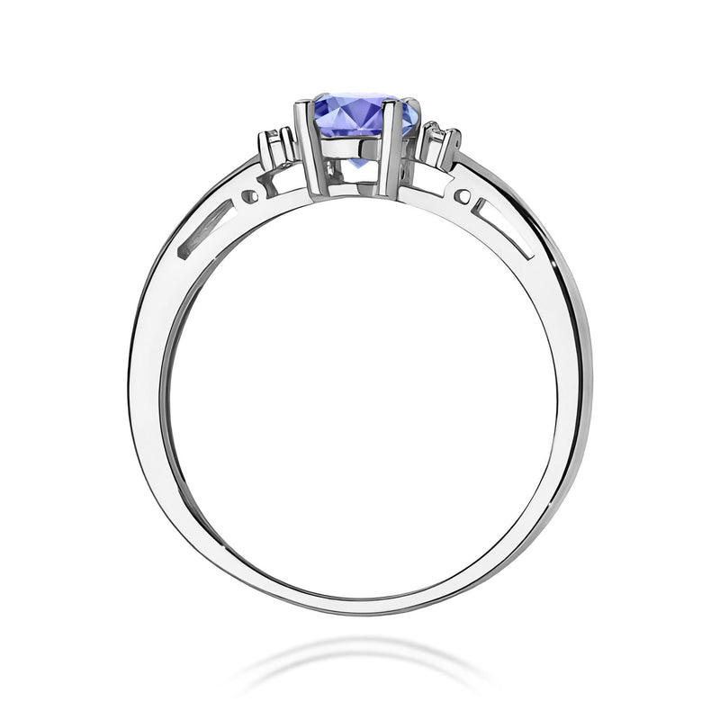 Inel Aur 9K cu Tanzanit 0.50 ct si Diamante Naturale 0.03 ct, imaginea 7 din 8