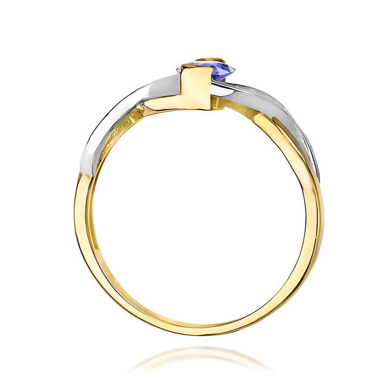Inel Aur 9K cu Tanzanit 0.40 ct si Diamante Naturale 0.05 ct, imaginea 3 din 8