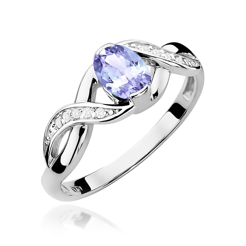 Inel Aur 9K cu Tanzanit 0.40 ct si Diamante Naturale 0.05 ct, imaginea 5 din 8
