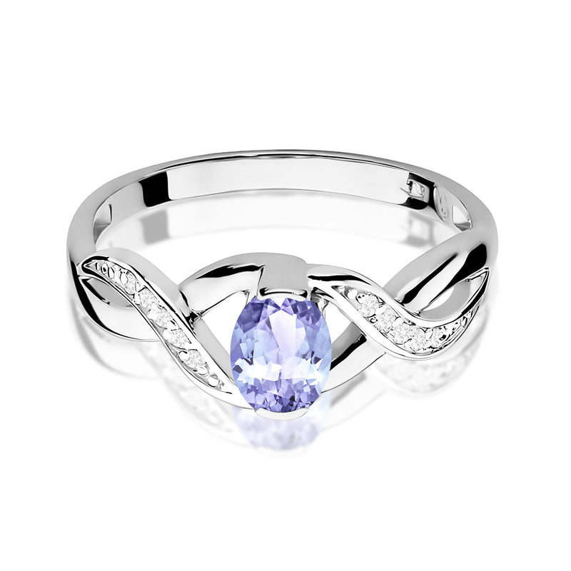 Inel Aur 9K cu Tanzanit 0.40 ct si Diamante Naturale 0.05 ct, imaginea 6 din 8