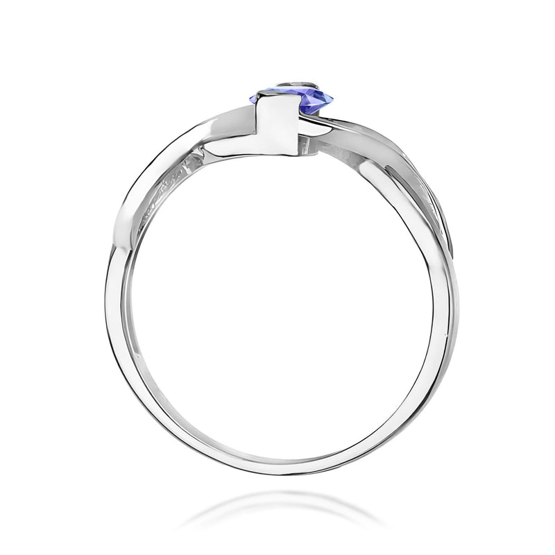 Inel Aur 9K cu Tanzanit 0.40 ct si Diamante Naturale 0.05 ct, imaginea 7 din 8