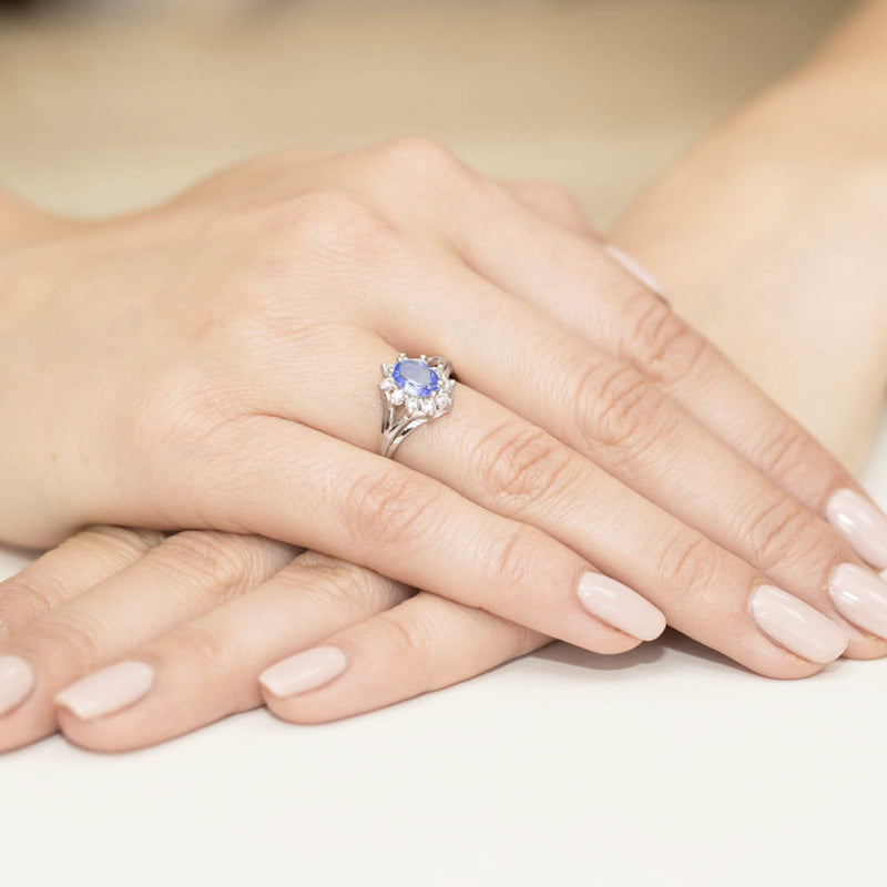 Inel Aur 9K cu Tanzanit 0.70 ct si Diamante Naturale 0.30 ct, imaginea 8 din 8