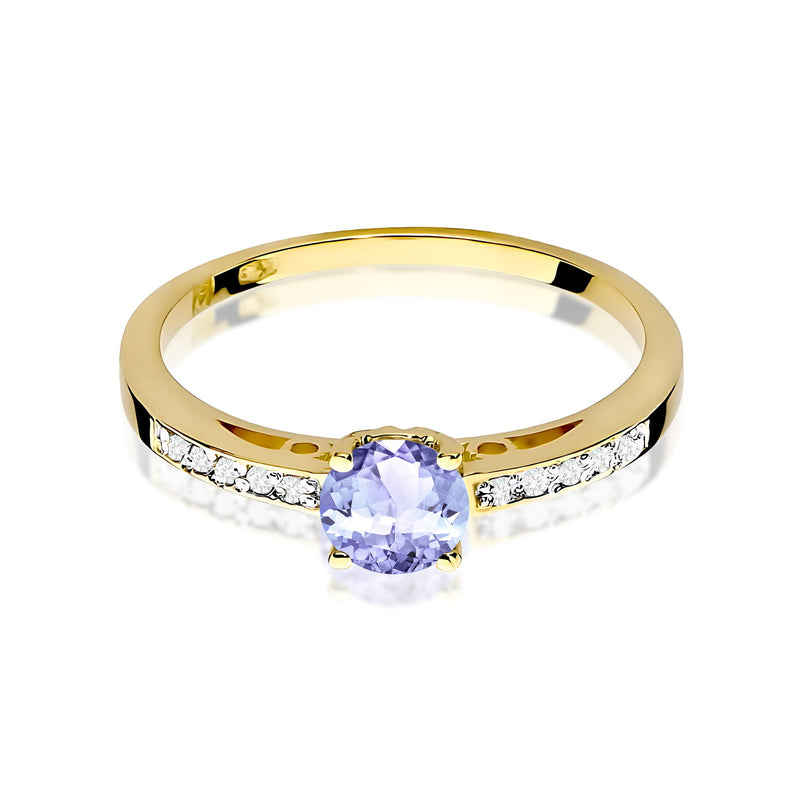 Inel Aur 9K cu Tanzanit 0.50 ct si Diamante Naturale 0.05 ct, imaginea 2 din 8