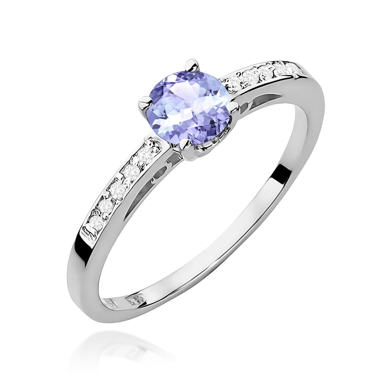 Inel Aur 9K cu Tanzanit 0.50 ct si Diamante Naturale 0.05 ct, imaginea 5 din 8