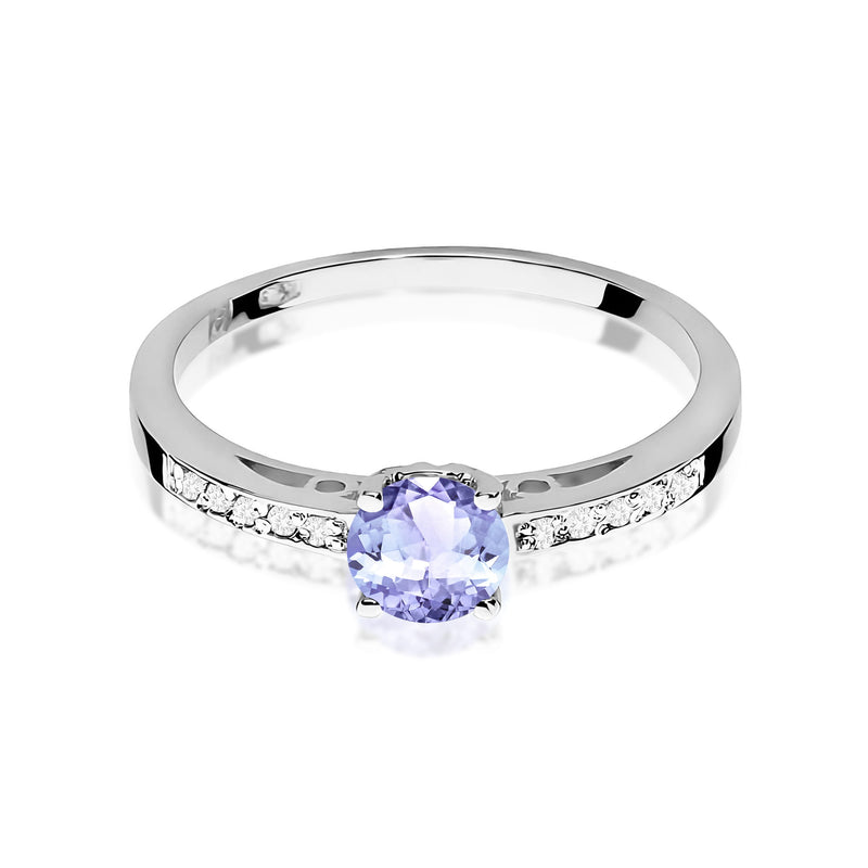 Inel Aur 9K cu Tanzanit 0.50 ct si Diamante Naturale 0.05 ct, imaginea 6 din 8