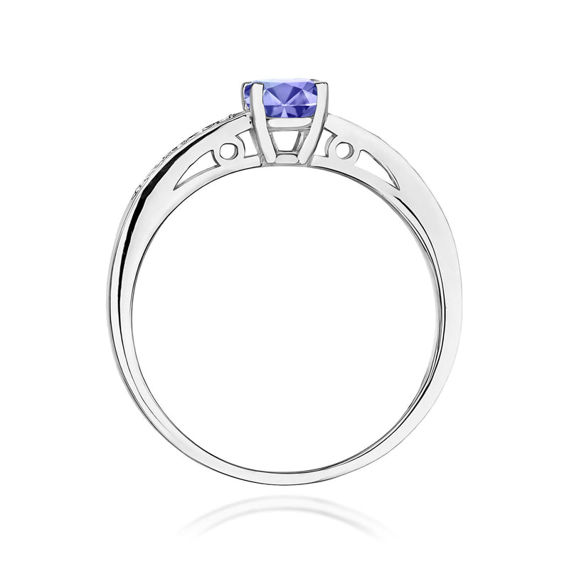 Inel Aur 9K cu Tanzanit 0.50 ct si Diamante Naturale 0.05 ct, imaginea 7 din 8