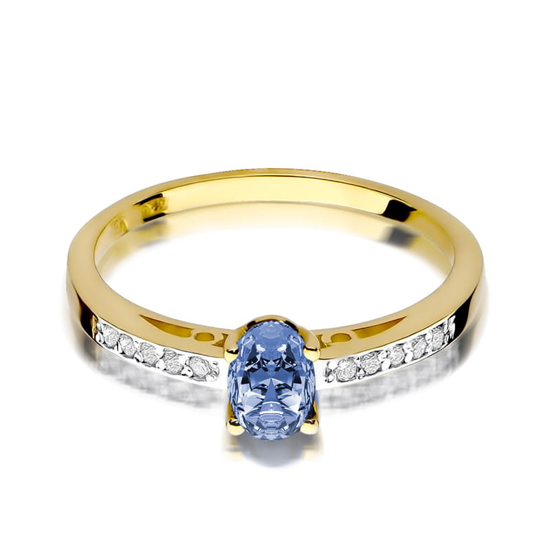 Inel Aur 9K cu Tanzanit 0.40 ct si Diamante Naturale 0.05 ct, imaginea 2 din 6
