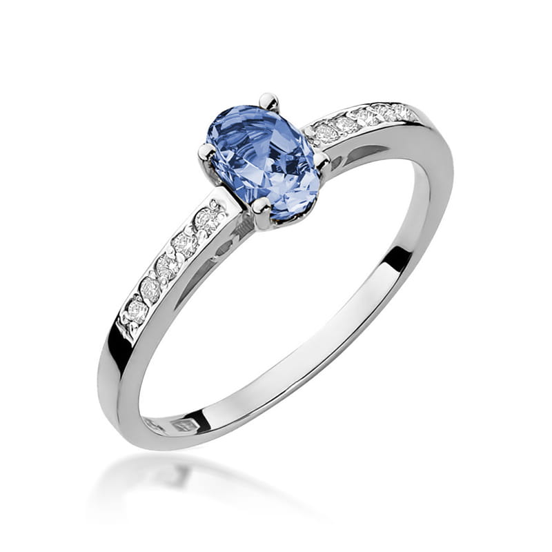 Inel Aur 9K cu Tanzanit 0.40 ct si Diamante Naturale 0.05 ct, imaginea 4 din 6
