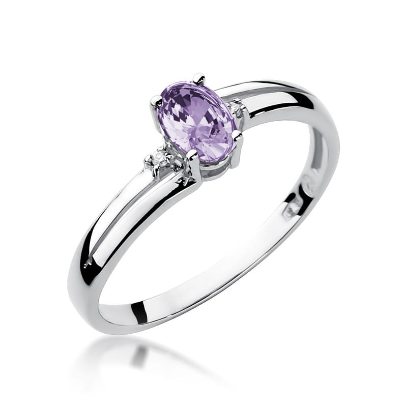 Inel Aur 9K cu Tanzanit 0.40 ct si Diamante Naturale 0.03 ct, imaginea 5 din 8