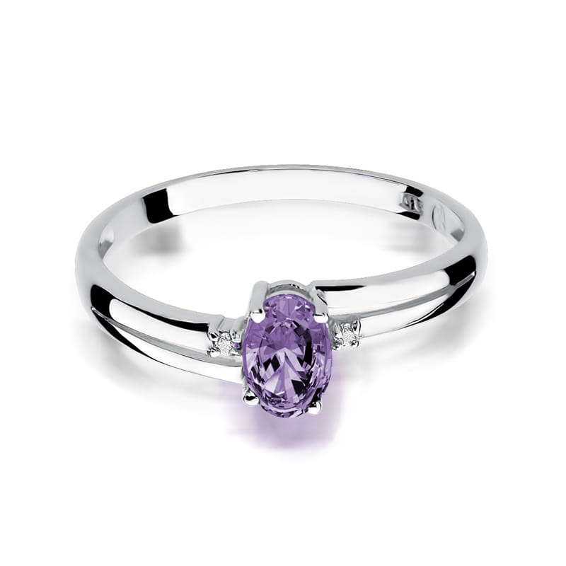 Inel Aur 9K cu Tanzanit 0.40 ct si Diamante Naturale 0.03 ct, imaginea 6 din 8